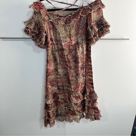 Raga Size S Romantic Gold Tan Mini Dress Cocktail Wedding Resort Rocco New - Picture 11 of 12